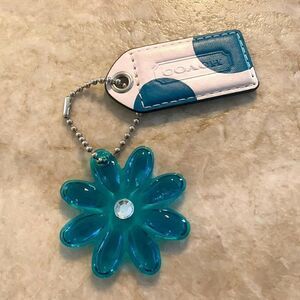 COACH Blue and White Leather Keychain
